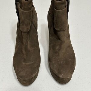 Via Spiga Demetra Brown Suede Stiletto High Heel Platform Ankle Booties Sz 6.5 M